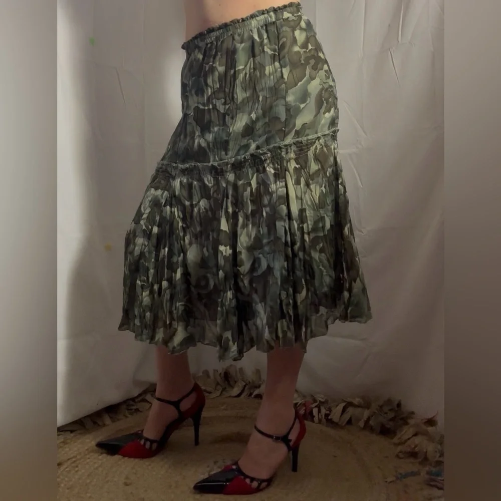 Watercolor Camouflage Tiered Frilly Fairy Grunge Skirt Size M - Picture 11 of 14